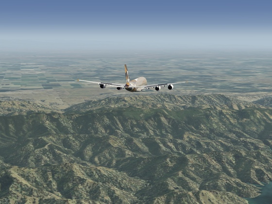 Etihad A380 flight from Palm Springs to Travis AFB